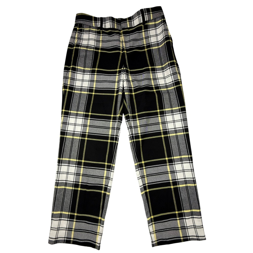GAP Women Plaid Pants Black‎ White Yellow Size 8